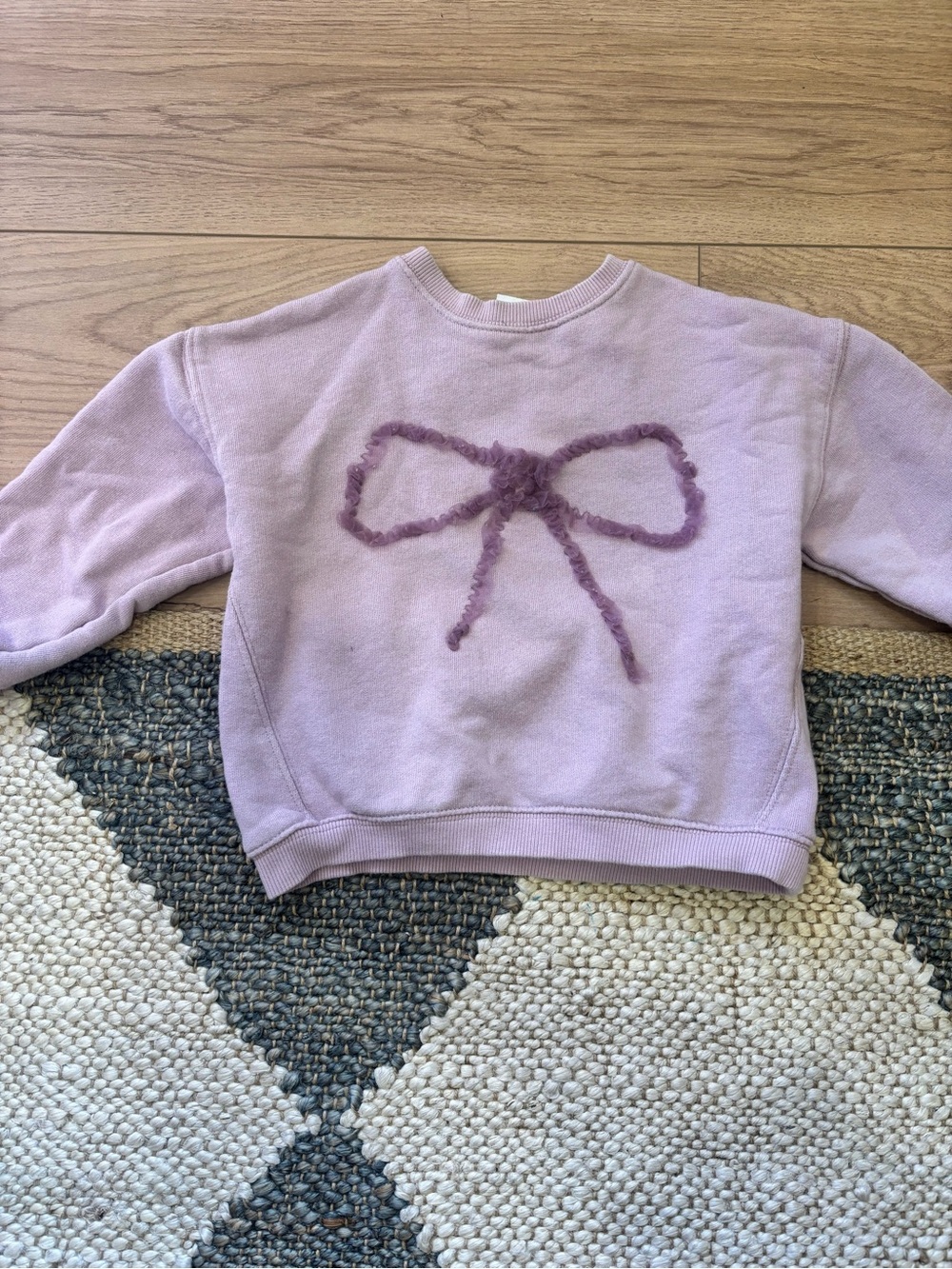 Zara Lilac Crewneck Sweater with Bow Detail